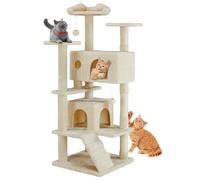 Sweetcrispy Torre de árbol para Gatos de Interior, Muebles para Mascotas de Varios Niveles de 54 Pulgadas de Alto, casa de Juegos para Gatitos con Poste rascador de sisal, condominio Grande, Escalera