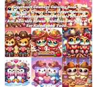 Sweetheart Cowboys Coloring Book: A Funny, Cute, Creepy, Fuzzy Hygge Coloring Book Featuring Cowboy Lovable Scenes And Adorable Kawaii Valentine Characters For Kids Aged 5 To 10