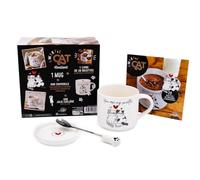 Sweetie Cat blanc: Coffret avec 1 mug et son couvercle, 1 jolie cuillère et 1 livre de recettes