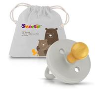 SWEETIE Chupete de goma gris natural de goma del chupete redondeado 1 Count original de goma natural del chupete 0-6 pequeño