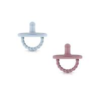 Sweetie Chupete para bebé, la solución definitiva para una fácil respiración y comodidad lúdica, diseño sensorial y agujeros triples de flujo de aire, juego de 2 (azul claro-morado oscuro)