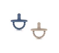 Sweetie Chupete para bebé, la solución definitiva para una fácil respiración y comodidad lúdica, diseño sensorial y agujeros triples para flujo de aire, juego de 2 (azul marino, marrón claro)