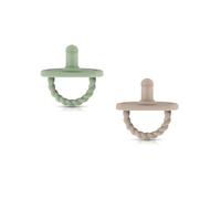 Sweetie Chupete para bebé, la solución definitiva para una fácil respiración y comodidad lúdica, diseño sensorial y agujeros triples para flujo de aire, juego de 2 (verde claro - marrón claro)