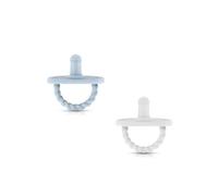 Sweetie Chupete para bebé, la solución definitiva para una respiración fácil y comodidad lúdica, diseño sensorial y agujeros triples para flujo de aire, juego de 2 (blanco-azul claro)