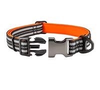 Sweetie Collar para Perros Acolchado Neopreno - Reflectante, Anillo Aluminio Anti-Óxido, Antitirones - Ajustable S M L Collar Perro Mediano Pequeño y Grande - Collares Perro - Gris/Negro/Naranja