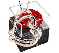 SWEETIME rojo rosa eterno con joyas de plata 925, doble corazón collar mujer caja de rosas, colgante con rosa conservada, regalo para ella la Navidad, San Valentín, día de la madre, cumpleaños
