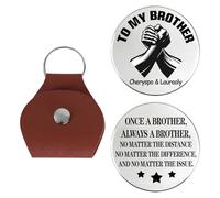 SweetJECCU Llavero de bolsillo personalizado con texto en inglés "You Are My Brother", con nombres personalizados, moneda, de cuero, para abrazar, Estilo 04, 2.7*1.9 inches