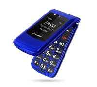 SweetLink F2 Teléfono Móvil para Personas Mayores, con Tapa de Teclas Grandes y Volumen Alto, Botón SOS, Contactos con Imágenes, USB-C, Doble SIM, Pantalla 2,4", FM Radio, Azul