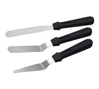 KitchenCraft Juego de espátulas para tartas con 3 pequeños cuchillos de paleta de acero inoxidable para hornear, Plata / Negro