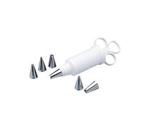 KitchenCraft Sweetly Does It Jeringa para decoración de bizcochos y tartas con juego de boquillas de 6 piezas, plástico / acero inoxidable