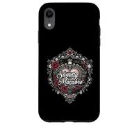 Sweetly Macabre Gothic Skull Bat Roses Floral Heart Design Carcasa para iPhone XR