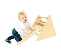 SWEETME - Triángulo Montessoriano Mini para niños con tobogán y escalada, plegable, de madera natural, juegos educativos para niños de 1 a 3 años