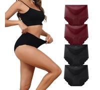 Sweetneed chida yi Bragas Mujer Sin Costuras Talle Alto Invisible Menstruales Dim Microfibra Braguita Cintura Elástico Brief Bikini Culotte Ropa Interior Sexy Ropa Interior Cómodas Suaves