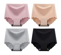 Sweetneed Chida Yi Braguitas Sin Costuras Mujer Invisible Bragas Cortadas al Láser Culotte Calzoncillos de Modal de Cintura Media Tramo Hipster 4 Pack