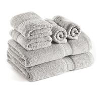 SweetNeedle Juego de Toallas de 6 Piezas 2 Toallas de Baño, 2 Toallas de Mano y 2 Toallitas - Algodón - Calidad Hotelera, Súper Suave y Altamente Absorbente de Secado Rápido (Plata)