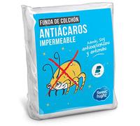 Sweetnight Protector de colchón 200x200 cm, Cubrecolchón impermeable y antiácaros, Rizo 100% algodón, Silencioso y transpirable, Compatible con cantos grandes