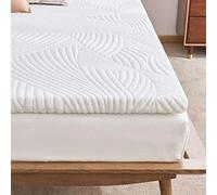 Sweetnight - Topper de 180 x 200 cm, en Viscoelástica (Espuma de Gel con Memoria), 5 cm de Alto, con Funda Extraíble y Lavable, Blanco