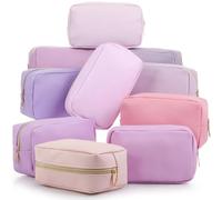 Sweetude 10 bolsas de maquillaje de piel sintética a granel, regalo de dama de honor, boda, despedida de soltera, fiesta, neceser para el cuidado de la piel para mujeres (morado)