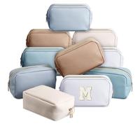 Sweetude 10 bolsas de maquillaje preparadas de piel sintética a granel, regalo de dama de honor, boda, despedida de soltera, fiesta, neceser para el cuidado de la piel para mujeres (color morandi)