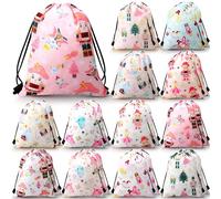 Sweetude 24 bolsas con cordón de cascanueces de Navidad, mochila de soldado cascanueces, mochila a granel, divertida bolsa de regalo de Navidad, saco impermeable con cuerda para cumpleaños y fiesta de