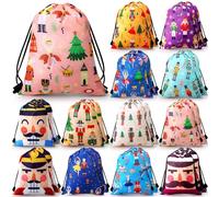 Sweetude 24 bolsas de Navidad con cordón de cascanueces de Navidad, mochila de soldado, cuerda a granel, divertida bolsa de regalo (bonita)