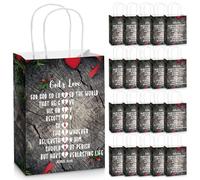 Sweetude 30 bolsas de regalo para el día de San Valentín Juan 3: 16 bolsas de regalo con asas, bolsas de regalo religiosas de 8.27 x 5.91 x 3.15 pulgadas, bolsas de regalo de papel para iglesia
