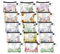 Sweetude 30 monederos Cristianos pequeños para Mujer, Regalo de Iglesia a Granel, Regalos para el día de la Madre, versículo bíblico Inspirador, Monedero religioso, Mini Bolsas con Cremallera para