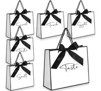 Sweetude 5 bolsas de regalo Senses para él y ella, 11.8 x 9.8 x 3.9 pulgadas, elegantes bolsas de regalo de papel de agradecimiento con asas y cinta de lazo para boda, dama de honor, padrinos de boda,