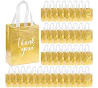 Sweetude 80 bolsas de regalo de agradecimiento con asas de 9 x 7 x 3.15 pulgadas, bolsas de regalo no tejidas reutilizables para despedidas de soltera, bodas, cumpleaños, compromisos, aniversarios,