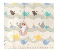 Sweety Fox Alfombra Bebe Acolchada Plegable 180x200x1,5cm - Tapete Bebe XXL Reversible - Lado Niños y Adultos - Alfombra Infantil Impermeable Espuma Gruesa - Ballena
