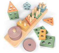 Sweety Fox Juguetes Montessori de Apilamiento y de Selección 1 2 3 años - Juguete para Actividades y Desarrollo de Madera Colores Pastel - Juego Montessori para los Más Peques 1 año Montessori
