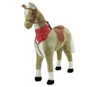Sweety Toys 5765 Goldie Caballo de peluche XXL, gigante, de pie, tamaño aprox. 110 cm de altura, resistente hasta 80 kg, Color Beige, raza Haflinger, con crines y cola blancas, con silla de montar, manta y bridas