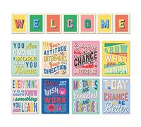 Sweetzer & Orange Juego de 8 carteles de mentalidad de crecimiento y cartas de bienvenida para profesores y estudiantes - Decoración de dormitorio, oficina y aula para inspirar mentes jóvenes