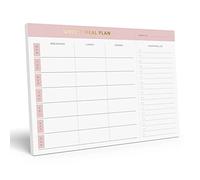 Sweetzer & Orange Planificador de Comidas - Bloc de Notas Rosa y Oro - Organizador Semanal/Diario de Comida - Lista de Compra, 2 Imanes para Colgar en la Puerta del Refrigerador - 17x25cm, 52 Hojas