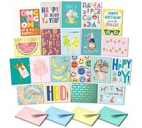 SWEETZER & ORANGE Tarjetas de feliz cumpleaños con sobres y caja surtida. Juego variado de 20 tarjetas de cumpleaños surtidas con sobres, paquete perfecto para celebraciones, ocasiones especiales,