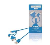 Sweex - Cable De Carga Y Sincronización 3 En 1 USB 2.0 A Macho - Micro B Macho + Adaptador Lightning + Adaptador De Base De 30 Pines De 1,00 M En Color Azul