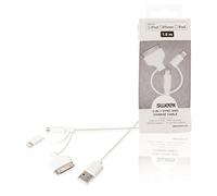 Sweex - Cable De Carga Y Sincronización 3 En 1 USB 2.0 A Macho - Micro B Macho + Adaptador Lightning + Adaptador De Base De 30 Pines De 1,00 M En Color Blanco