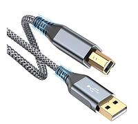 sweguard Cable de impresora de 5 m, cable USB 2.0 Midi USB-A a USB-B, cable trenzado de nailon de alta velocidad para impresora de escáner HP Canon Dell Epson Brother Lexmark Xerox Samsung Piano DAC y