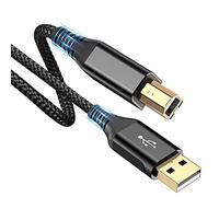 sweguard Cable USB 2.0 USB-A a USB-B de 6 m, cable trenzado de nailon de alta velocidad para escáner/impresora para HP, Canon, Dell, Epson, Brother, Lexmark, Xerox, Samsung y más, color negro