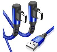 sweguard Cable USB Tipo C, 2 Pack 2m Cargador Tipo C Carga Rápida, Cable USB C Acodado Nylon Trenzado para Móvil USB C Galaxy Note S20 A70 A21 A51, Xiaomi 10 11, Redmi Note 9 8, Huawei P40 P30-Azul