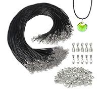 Sweieoni Cordon Collar 60 Piezas Cordon Colgante Cordon para Colgante 2mm Negro Cordón de Collar Encerado Cordon Collar Cordones para Collares Cuerdas con Colgante Conector Cierres
