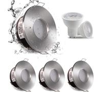 Sweier 4 focos LED empotrables impermeables IP65 con base GU10 para baño y cocina, 5 W, luz blanca cálida, 3000 K, 450 lm, no regulable