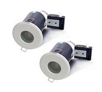 Sweier Blanco Focos Empotrable Ignífugo, GU10 IP65 Techo Focos Estanco Baño, AC220-240V LED Interior Techo Downlight, Agujero ø68-75mm, Juego de 2(Bombilla no incluida).