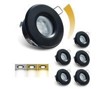 Sweier Downlight Led Techo Empotrable, 6W 680LM Focos LED Techo Empotrable Regulables Función de Memoria 3000K 4000K 6000K empotrables led techo, IP65 Foco Negro Baño, Corte 68-75mm, Juego de 6