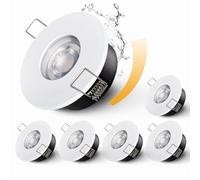 Sweier Focos Empotrable IP65 para el Cuarto de Baño Regulable 5W GU10 Blanco Cálido 3000K AC220V-240V, Impermeable Carcasa de Iluminación Empotrada de Aluminio die casting,70mm hoyo,6 Cjto