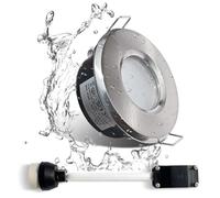 Sweier Focos Empotrables LED Impermeables IP65, Base GU10, para Techo de Baño y Cocina, Aluminio Fundido ACD12, níquel satinado, Corte de 68 mm (Bombilla No Incluida), 1 Piece
