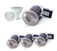 Sweier Focos Techo Ignífugo, IP65 Focos Empotrable Estanco Baño, Níquel GU10 5W 430LM Blanco Cálido 3000K AC220-240V Focos Techo LED Interior, Agujero ø68-75mm, Juego de 4.