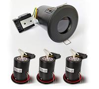 Sweier Focos Techo Interior Ignífugo Negro, IP65 Focos Impermeable Baño, AC220-240V Downlight Techo Empotrable GU10, Agujero ø68-75mm, Juego de 4(Bombilla no incluida).