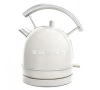 SWEISS Bouilloire électrique vintage KTL8 1,8L, Inox compacte pratique 2200W, Ébullition rapide, Niveau d'eau visible et gradué, Arrêt automatique, Socle 360°, Beige