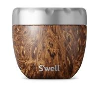 S'well Eats Comedero 2 en 1 con tapa de rosca, 636 ml, madera de teca, triple aislamiento y a prueba de fugas para comer sobre la marcha hasta 11 h en frío/7 h en caliente